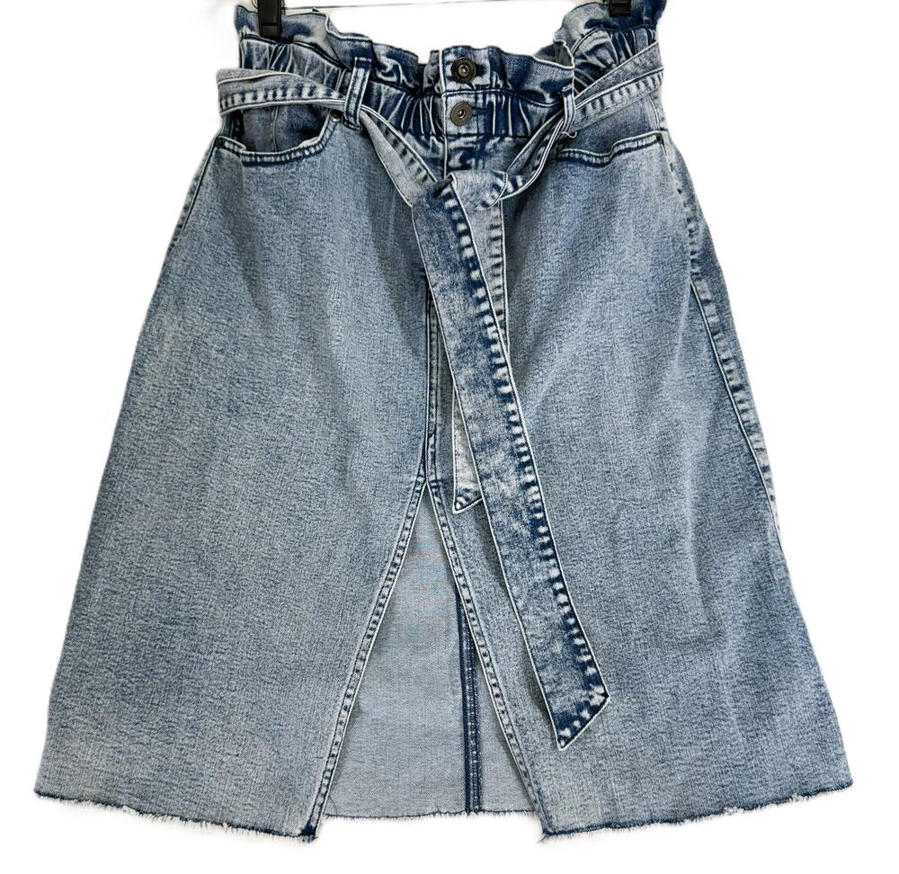 INC International Concepts Women's Belted Denim Midi Skirt Blue Size 16/33